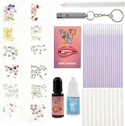 Tooth Gem Kit,Professional Tooth Gems Kit,DIY Tooth Jewelry Kit,Includes Cotton Swabs,Micro Brush,Gemstone Picker, UV Gel,Diamonds Opener,Tooth Diamond Cleaner,Girl's Gift Fashion Teeth Gems (A)