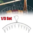 10 Pegs Clothes Dryer Rack Laundry Hanger Sock Underwear Clip Stainless Steel WZ