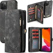 iPhone XI Pro Max Wallet Case, iPhone XI Pro Max Detachable Slim Cover, 6.5Inch, XRPow 2 in 1 Premium Leather Folio Magnetic Wallet Credit Card Slot Shock Protection Removable Carrying Cover Black