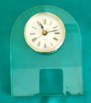 Glass Clock Arched Gold Tone