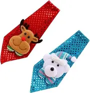 [FOYTOKI] 2pcs Ties for Blush Tie Sequin Tie Christmas Cartoon Tie for Boys Christmas Neck Tie Christmas Necktie Christmas Sequins Tie for Children Necktie Decorations Shine Set