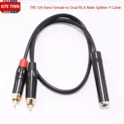 TRS 1/4 Stereo Female to Dual RCA Male Adapter Stereo Breakout Splitter Y Cable