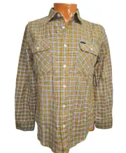A6 Brixton Standard Fit Bowery Flannel Shirt Mens S Mustard Yellow Long Sleeve