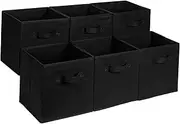 [Amazon Basics] Collapsible Fabric Storage Cube Organizer with Handles, 33.02 x 33.02 x 33.02 CM, Black - Pack of 6