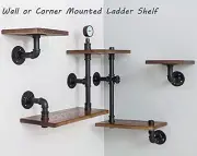 Industrial Rustic Modern Wood Ladder Pipe Wall Mounted set of 3 ladder shelves