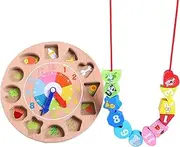 Learning Clock - Toddler Developmental Toy - Wood Educational Toys, Multifunctional Learning to Tell Time Clock for Children