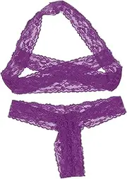 [Zylphorix] Womens Lace Bra and Panty Set Two Piece Babydoll Hanging Lingerie Floral Lace Sheer Underwear Sets