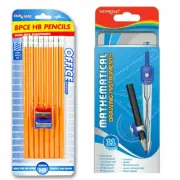 1 Set of Keyroad Durable Geometry Box and Pencils HB With Erasers & Sharpers Set