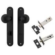 Guildford Knob Oval Backplate Privacy Kit w Privacy Turn Matt Black