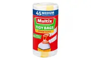 Multix Tidy Bag Drawtight Bin Liner With Drawstring, White, Medium, 27L, 63 x 52cm, 45 Pieces/Pack