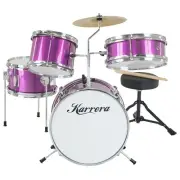 Karrera Kid 4 piece Drum Set Junior Drums Kit Musical Play for Children, Purple