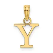 14K Yellow Gold Polished Block Letter Y Initial Pendant