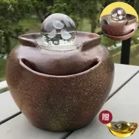 在飛比找momo購物網優惠-【鶯歌陶瓷】開運招財滾球流水-入財款-小-附沉水馬達、琉璃金