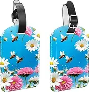 [CWAGFEQZ] 2-Pc Luggage Tags for Suitcases,Travel Tags for Luggage,Peach Blossom Spring Butterfly
