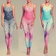 LI-FI Mandala Print Yoga Set Fitness Women Sports Running Suit Gym Wear Halter Vest Workout Elastic Quick Dry Yoga Sets