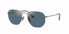 Ray-Ban Hexagonal Titanium Demigloss Gunmetal Polarized Blue Mirror Sunglasses