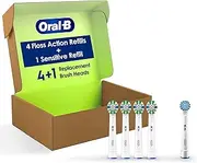 Oral-B FlossAction Electric Toothbrush Replacement Brush Heads, White, 4 Count + 1 Sensitive White