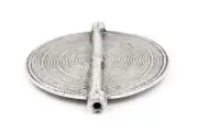 Silver Sun Baule Bead Pendant 78x66mm Ivory Coast African Flat White Metal