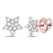 14k Rose Gold Round Diamond Star Earrings 1/6 Cttw