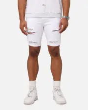[SAINT MORTA] Saint Morta Dynasty Thrash V2 Denim Shorts White - Size 34 34 White