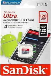Sandisk Ultra 128GB Micro SDXC UHS-I Card with Adapter - 100MB/s U1 A1 - SDSQUAR-128G-GN6MA, Black