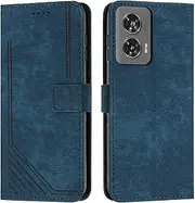 Wallet Case for Motorola Edge 50 Fusion 5G 6.7 inch 2024 Released, with Wrist Strap, Magnetic PU Leather Folio Shockproof Protective Cover with Card Slots & Kickstand -Blue