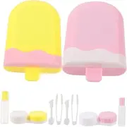 [HAMPPLIES] 2 Sets Box Case - Container Small - Holder Adorable Organizer Makeup Holder Contacts Organizer Travel Case Glass