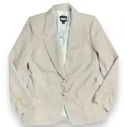 J Crew Blazer 4 Beige Willa City Crepe Gold Buttons Jacket BP416 Career Preppy
