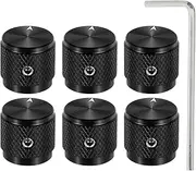 uxcell 6 Pcs Aluminium Potentiometer Knobs, 1/4" (6mm) Universal Volume Tone Control Knobs with Arrow Indicator for Guitar, 5/8" Black
