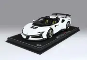 Ferrari SF90 XX Spider White Cervino W/ Yellow Brakes in 1:18 scale by BBR