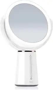 Fancii LED Lighted Magnifying Makeup Mirror with Double-Sided 1x/ 10x Magnification, Rechargeable and Adjustable Brightness, Large Tabletop Vanity Mirror (Nova)