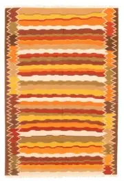 Vintage Hand Woven Carpet 6'3" x 9'3" Traditional Wool Kilim Rug