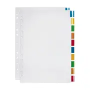 2x Marbig Coloured 10 Insert Tab Manilla A4 Ring Binder Indices Page Dividers