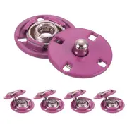 5Pcs Snap Buttons, Metal Invisible Buckle (Rose Red, 15mm)