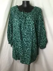 AUTOGRAPH NAVY & GREEN "DITSY PATTERN" PEASANT TOP SZ 24-NEW REDUCED $