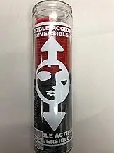 Reversible Double Action 2 Color (Red Over Black) Unscented Pillar Candle in Glass