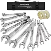 12-Piece Flare Nut Spanner Set Teflon Tape Metric & SAE Brake Line Repairing
