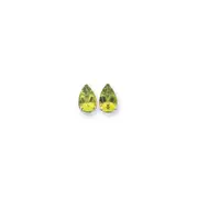 14k White Gold 12x8mm Pear Peridot Checker Earrings