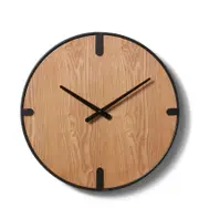 E Style Edison MDF/Iron/Metal 45cm Wall Clock Round Analogue Black/Natural