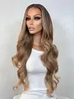 Toffee Sandy Light Natural Brown Blonde Mix Wig | Human Hair Blend | Long Curls