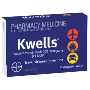 Kwells Travel Sickness Prevention 12 Chewable Tablets Nausea