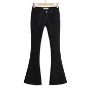 Low Rise Frayed Bell Bottom Jeans Black - L