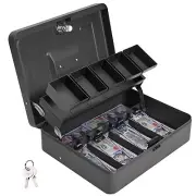 ZYNKORA Cash Box Metal Money Box with Tray & Key Lock,Tiered Locking Cash Box...