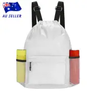 Waterproof Drawstring Backpack Men Women Sports Gym Bag with Water Bottle Holder