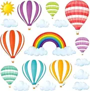 DECOWALL DS-1801 Rainbow and Hot Air Balloons Kids Wall Stickers Wall Decals Peel and Stick Removable Wall Stickers for Kids Nursery Bedroom Living Room