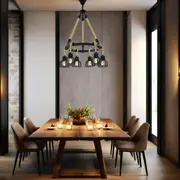 Rampside Pendant Light 6 Light Rope in Black