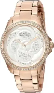 Caravelle By Bulova 44L233 Women's Crystal Silver Tone Dial Rose Gold Watch