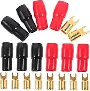 JECOMPRIS 5 Pairs Spade Terminal Gold Wire Power Bar Electrical Connectors Wire Cable Terminal Power Station Crimp Connectors Adapters Connectors Terminals Speaker Wire Connectors