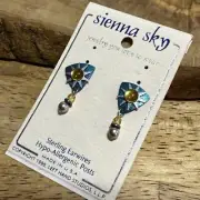 Sienna Sky Sterling Earwires Hypo-allergenic Posts Made USA 1998 Blue Yellow