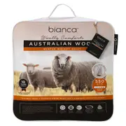 Bianca Woolly Comforts Australian Wool Quilt 550gsm Home Bedding WHT